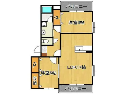 プリムローズ山元(2LDK/2階)の間取り写真