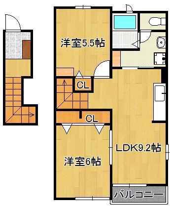 メゾン ド シャテーヌ Ⅱ(2LDK/2階)の間取り写真