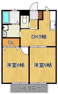 ソレアード水巻(2DK/2階)の間取り写真