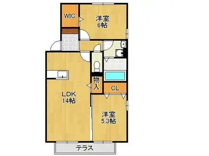 ボヌール コートA棟(2LDK/2階)の間取り写真