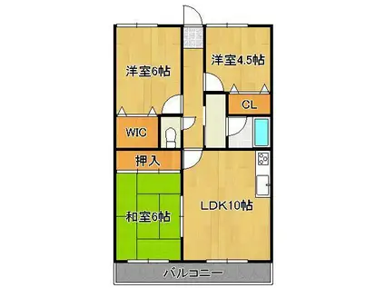 メゾンオオギ(3LDK/2階)の間取り写真