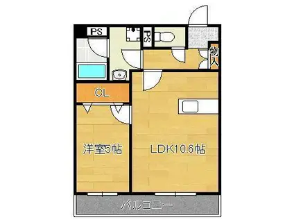 秋桜中間(1LDK/5階)の間取り写真