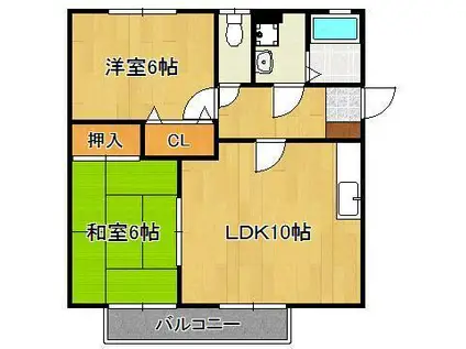 ソレジオ岡垣B(2LDK/2階)の間取り写真