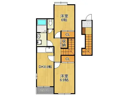 キャッスルリオ(2LDK/2階)の間取り写真
