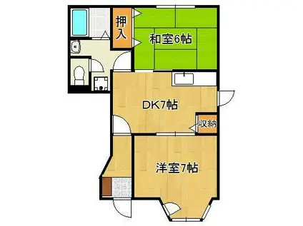 シャルマンハイツB(2DK/1階)の間取り写真