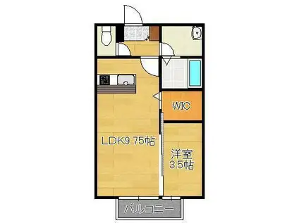 ミモザコート(1LDK/1階)の間取り写真