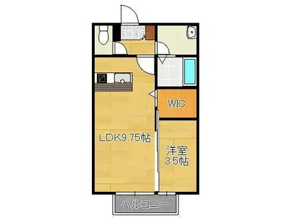ミモザコート(1LDK/2階)の間取り写真