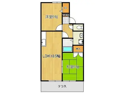 セジュール波多野(2LDK/1階)の間取り写真