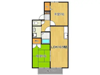 セジュール波多野(2LDK/2階)の間取り写真