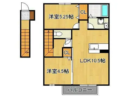 シティハウスやしま(2LDK/2階)の間取り写真