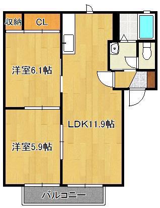 プレミールT (2LDK/1階)の間取り写真