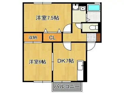 セジュール太賀(2DK/2階)の間取り写真