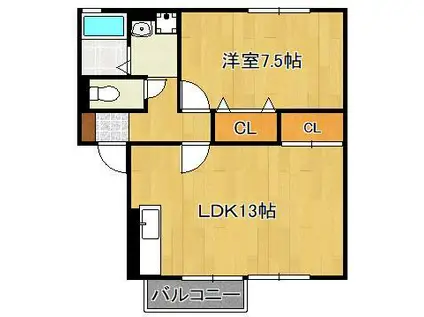 セジュール太賀(1LDK/2階)の間取り写真