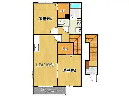 シュトラント感田A(2LDK/2階)の間取り写真