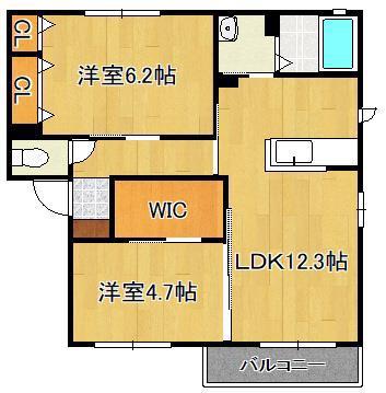 デューク沼口(2LDK/2階)の間取り写真