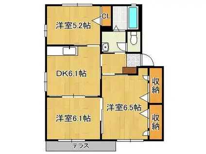 デューク沼口(3DK/2階)の間取り写真