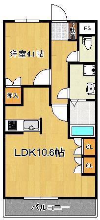 メイプル館(1LDK/1階)の間取り写真