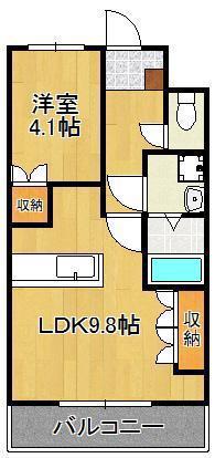 メイプル館(1LDK/2階)の間取り写真