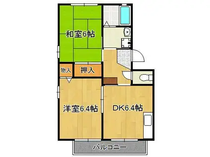 サンハイツ ソルト (2DK/2階)の間取り写真