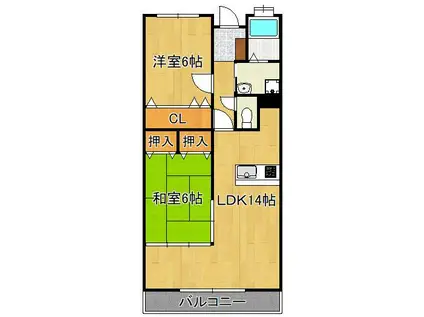 サンフレアー立屋敷(2LDK/2階)の間取り写真