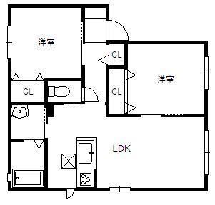 ひまわり館(2LDK/1階)の間取り写真