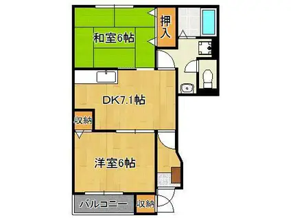 グラン・ソレイユ A(2DK/1階)の間取り写真