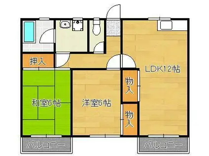 林ビル(2LDK/5階)の間取り写真