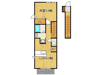 メゾン・コスミティー2 A棟(1LDK/2階)の間取り写真