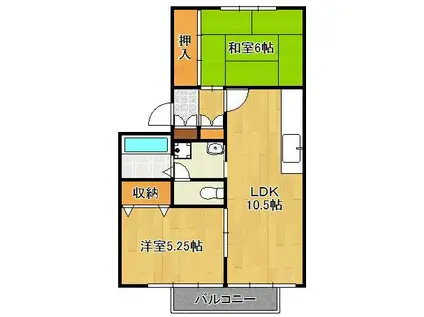 ハイツアスリッチA(2LDK/2階)の間取り写真
