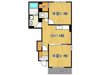 ベルポストA・B・C(2DK/1階)の間取り写真