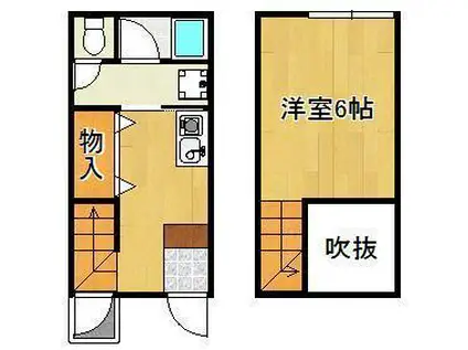 どんどんハウス(ワンルーム/1階)の間取り写真