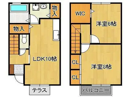 グリーン・ハウス(2LDK/1階)の間取り写真