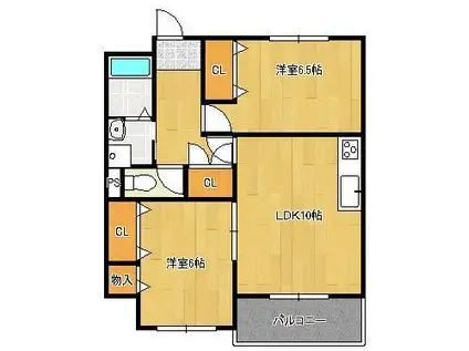 プレステージ環(2LDK/3階)の間取り写真