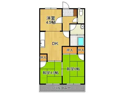 コーポ松尾 A棟(3DK/2階)の間取り写真