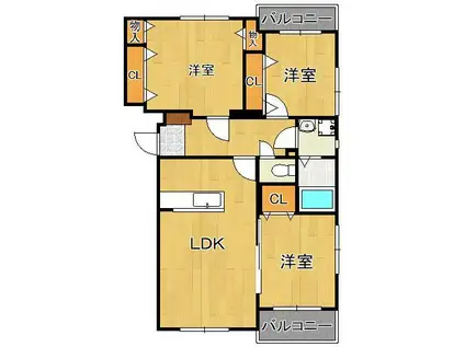 プレステージ桜(3LDK/3階)の間取り写真