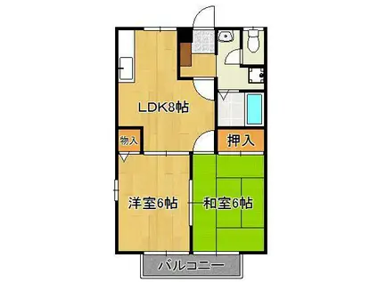 ジュネス遠賀(2LDK/1階)の間取り写真