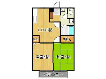 ジュネス遠賀(2LDK/2階)の間取り写真