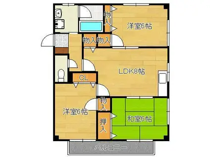 コルクラージュ(3LDK/2階)の間取り写真