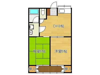 土手の内山田アパート(2DK/1階)の間取り写真