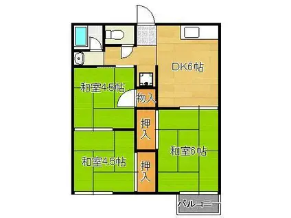 石田ハイツ(3DK/1階)の間取り写真