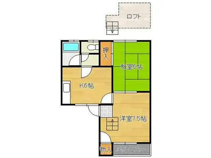 シティベール海老津 (2DK/1階)の間取り写真