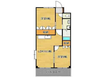 グランドーシャトーⅠ(2LDK/2階)の間取り写真