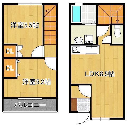 ヴェリテ(2LDK/1階)の間取り写真