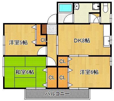 ソレイユ(3DK/1階)の間取り写真