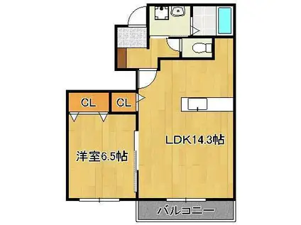 ドルチェⅡ(1LDK/1階)の間取り写真