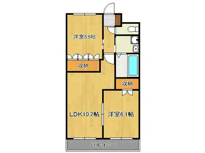 クローバーハイツ(2LDK/2階)の間取り写真