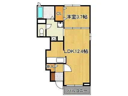 ベルデュールⅢ(1LDK/1階)の間取り写真