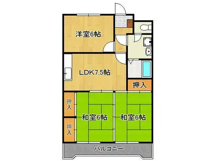 ロイヤルメゾン(3DK/4階)の間取り写真