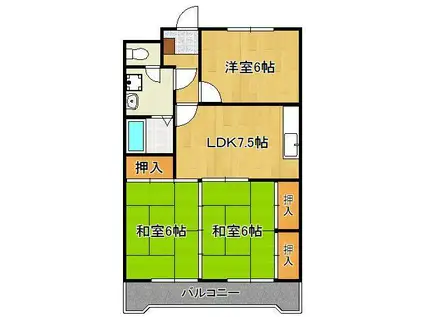 ロイヤルメゾン(2LDK/6階)の間取り写真