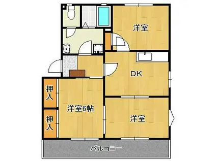 レーベンハイム(3DK/2階)の間取り写真